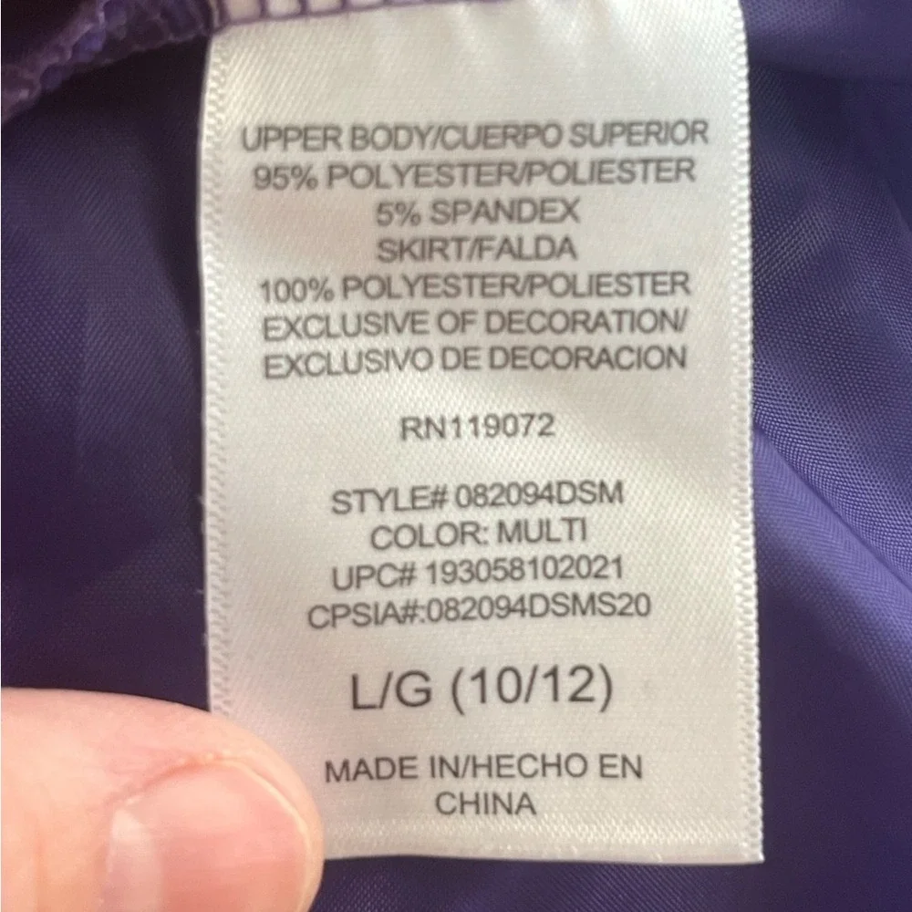 Disney Descendants 3 Mal Costume Dress Girls Large 10/12 Purple Ruffle Tulle